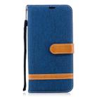 Color Matching Denim Texture Leather Case for Galaxy A8+, with Holder & Card Slots & Wallet & Lanyard(Dark blue) - 1