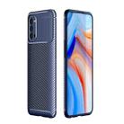For OPPO Reno4 4G Carbon Fiber Texture Shockproof TPU Case(Blue) - 1