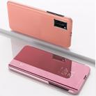 For Huawei Y6P/Honor 9A Plated Mirror Horizontal Flip Leather Case with Holder(Rose Gold) - 1