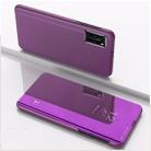For Huawei Y6P/Honor 9A Plated Mirror Horizontal Flip Leather Case with Holder(Purple) - 1
