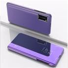 For Huawei Y6P/Honor 9A Plated Mirror Horizontal Flip Leather Case with Holder(Purple Blue) - 1
