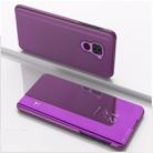 For Xiaomi Redmi Note9/Red 10X 5G Plated Mirror Horizontal Flip Leather Case with Holder(Purple) - 1