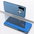 For Samsung Galaxy M11 Plated Mirror Horizontal Flip Leather Case with Holder(Blue) - 1