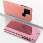 For Samsung Galaxy A21S Plated Mirror Horizontal Flip Leather Case with Holder(Rose Gold) - 1