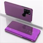 For Samsung Galaxy A21S Plated Mirror Horizontal Flip Leather Case with Holder(Purple) - 1