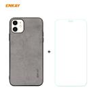 For iPhone 11 ENKAY ENK-PC0282 2 in 1 Business Series Fabric Texture PU Leather + TPU Soft Slim Case Cover ＆ 0.26mm 9H 2.5D Tempered Glass Film(Grey) - 1