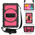 For Samsung Galaxy Tab A 10.1 2019 (T510 / T515) 360 Degree Rotation PC + Silicone Shockproof Combination Case with Holder & Hand Grip Strap & Neck Strap(Black+Hot Pink) - 1