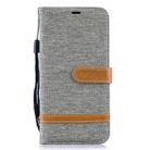 Color Matching Denim Texture Leather Case for  Galaxy A10, with Holder & Card Slots & Wallet & Lanyard(Gray) - 1
