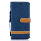 Color Matching Denim Texture Leather Case for  Galaxy A10, with Holder & Card Slots & Wallet & Lanyard(Dark blue) - 1