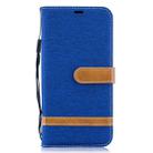 Color Matching Denim Texture Leather Case for  Galaxy A10, with Holder & Card Slots & Wallet & Lanyard(Royal blue) - 1