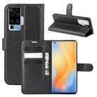 For vivo X50 Pro Litchi Texture Horizontal Flip Protective Case with Holder & Card Slots & Wallet(Black) - 1