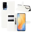 For vivo X50 Pro Litchi Texture Horizontal Flip Protective Case with Holder & Card Slots & Wallet(White) - 1