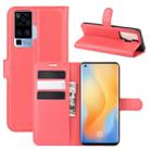 For vivo X50 Pro Litchi Texture Horizontal Flip Protective Case with Holder & Card Slots & Wallet(Red) - 1