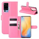 For vivo X50 Pro Litchi Texture Horizontal Flip Protective Case with Holder & Card Slots & Wallet(Rose red) - 1