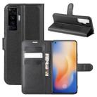 For vivo X50 Litchi Texture Horizontal Flip Protective Case with Holder & Card Slots & Wallet(Black) - 1