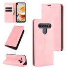 For LG K61 Retro-skin Business Magnetic Suction Leather Case with Holder & Card Slots & Wallet(Pink) - 1