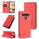 For LG K61 Retro-skin Business Magnetic Suction Leather Case with Holder & Card Slots & Wallet(Red) - 1