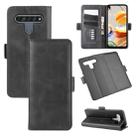 For LG K61 Dual-side Magnetic Buckle Horizontal Flip Leather Case with Holder & Card Slots & Wallet(Black) - 1