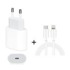 2 in 1 PD 18W Single USB-C / Type-C Interface Travel Charger + 3A PD3.0 USB-C / Type-C to 8 Pin Fast Charge Data Cable Set, Cable Length: 1m(EU Plug) - 1