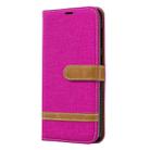 Color Matching Denim Texture Leather Case for Galaxy A20 / A30, with Holder & Card Slots & Wallet & Lanyard(Rose red) - 1