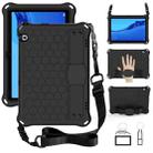 For Huawei MediaPad T5 10.1 Honeycomb Design EVA + PC Material Four Corner Anti Falling Flat Protective Shell With Strap(Black+Black) - 1