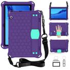 For Huawei MediaPad T5 10.1 Honeycomb Design EVA + PC Material Four Corner Anti Falling Flat Protective Shell With Strap(Purple+Aqua) - 1