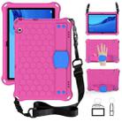 For Huawei Media M5 Lite 8.4/M6 8.4 Honeycomb Design EVA + PC Material Four Corner Anti Falling Flat Protective Shell With Strap(RoseRed+Blue) - 1