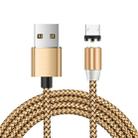 USB to Micro USB Magnetic Metal Connector Nylon Two-color Braided Magnetic Data Cable, Cable Length: 1m(Gold) - 1