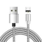 USB to Micro USB Magnetic Metal Connector Nylon Two-color Braided Magnetic Data Cable, Cable Length: 1m(Silver) - 1