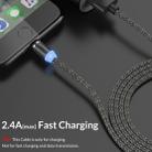 USB to 8 Pin Magnetic Metal Connector Nylon Two-color Braided Magnetic Data Cable, Cable Length: 2m(Black) - 6