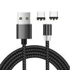 2 in 1 USB to Micro USB + USB-C / Type-C Magnetic Metal Connector Nylon Two-color Braided Magnetic Data Cable, Cable Length: 1m(Black) - 1