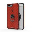 For iPhone 8 Plus / 7 Plus Shockproof Honeycomb PC + TPU Ring Holder Protection Case(Red) - 1