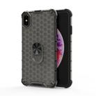 For iPhone XR Shockproof Honeycomb PC + TPU Ring Holder Protection Case(Grey) - 1