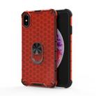 For iPhone X / XS Shockproof Honeycomb PC + TPU Ring Holder Protection Case(Red) - 1