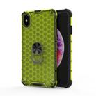 For iPhone X / XS Shockproof Honeycomb PC + TPU Ring Holder Protection Case(Green) - 1