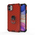 For iPhone 11 Pro Max  Shockproof Honeycomb PC + TPU Ring Holder Protection Case(Red) - 1
