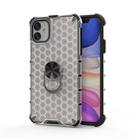 For iPhone 11 Pro Max  Shockproof Honeycomb PC + TPU Ring Holder Protection Case(White) - 1