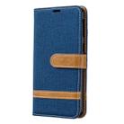 Color Matching Denim Texture Leather Case for Galaxy A40, with Holder & Card Slots & Wallet & Lanyard(Dark blue) - 1