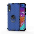 For Samsung Galaxy A50 Shockproof Honeycomb PC + TPU Ring Holder Protection Case(Blue) - 1