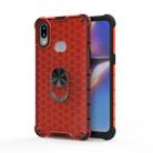 For Samsung Galaxy A10 Shockproof Honeycomb PC + TPU Ring Holder Protection Case(Red) - 1