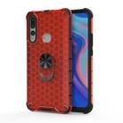 For Huawei Y9 Prime Shockproof Honeycomb PC + TPU Ring Holder Protection Case(Red) - 1