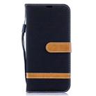 Color Matching Denim Texture Leather Case for  Galaxy  A50, with Holder & Card Slots & Wallet & Lanyard(Black) - 1