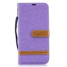 Color Matching Denim Texture Leather Case for  Galaxy  A50, with Holder & Card Slots & Wallet & Lanyard(Purple) - 1
