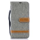 Color Matching Denim Texture Leather Case for  Galaxy  A50, with Holder & Card Slots & Wallet & Lanyard(Gray) - 1