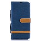 Color Matching Denim Texture Leather Case for  Galaxy  A50, with Holder & Card Slots & Wallet & Lanyard(Dark blue) - 1