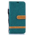 Color Matching Denim Texture Leather Case for  Galaxy  A50, with Holder & Card Slots & Wallet & Lanyard(Green) - 1