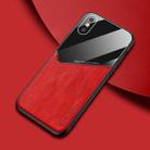 For iPhone X/XS All-inclusive Leather + Organic Glass Phone Case With Metal Iron Sheet(Red) - 1
