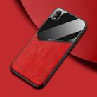 For iPhone XR All-inclusive Leather + Organic Glass Phone Case With Metal Iron Sheet(Red) - 1