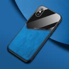 For iPhone XS Max All-inclusive Leather + Organic Glass Phone Case With Metal Iron Sheet(Blue) - 1