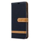 Color Matching Denim Texture Leather Case for Galaxy  A70, with Holder & Card Slots & Wallet & Lanyard(Black) - 1